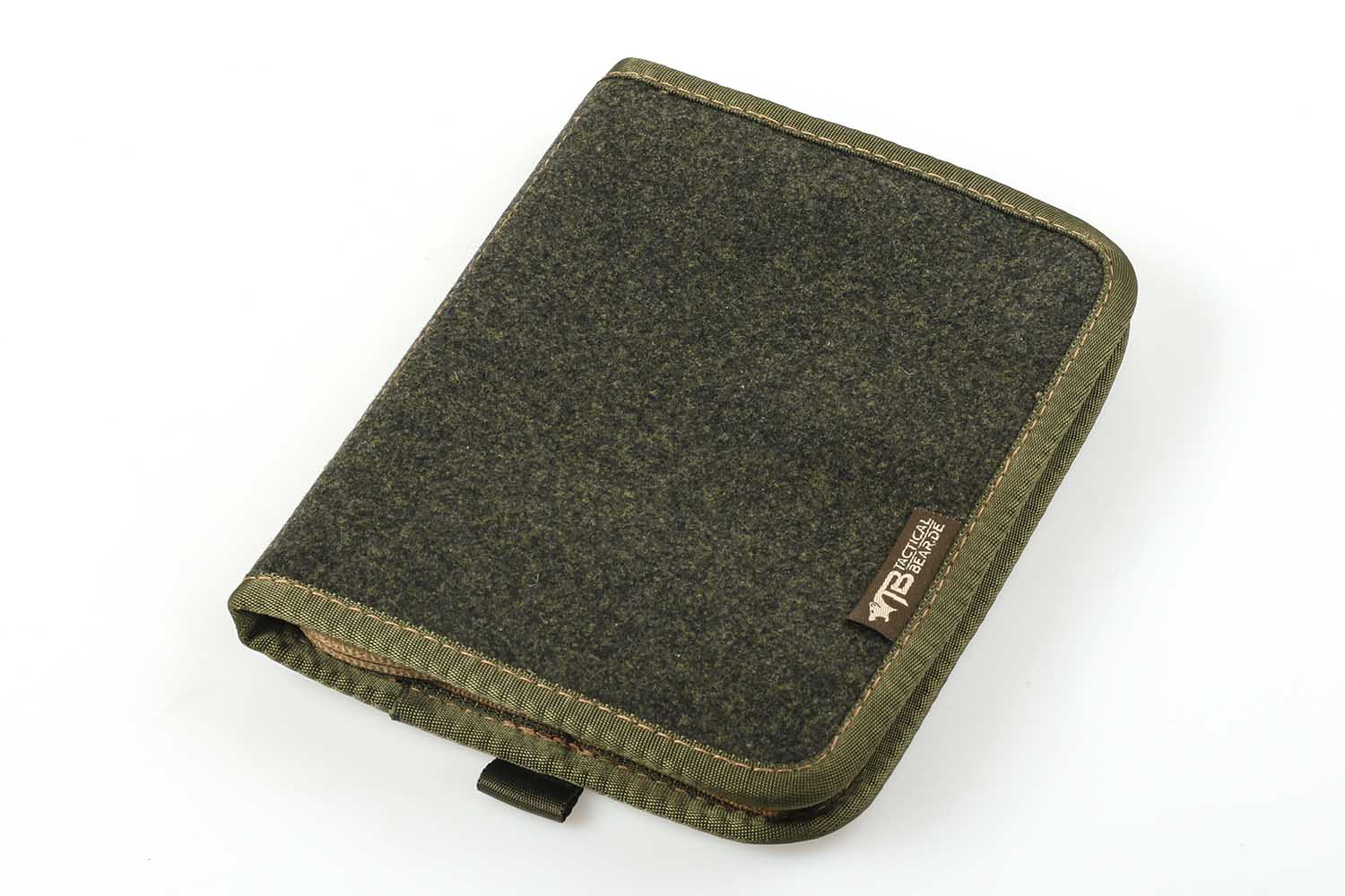 Hülle für Notizbuch, DIN A6 aus Loden, grün